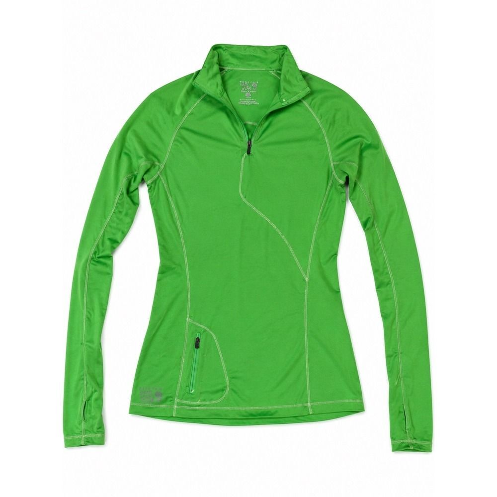 Mountain Hardwear Bright Green Quarter Zip Pullover Womens Thumbholes Pocket